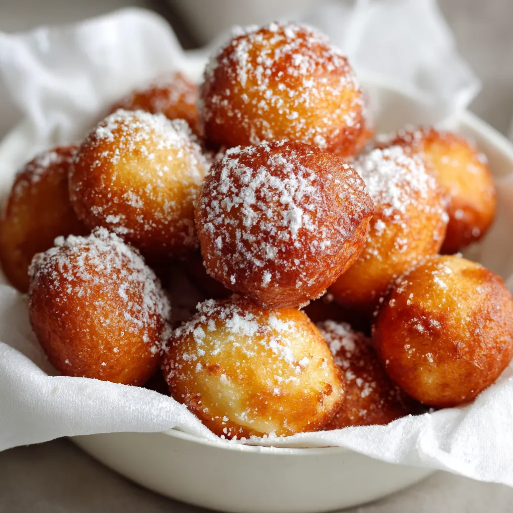Beignets Italiens dorés et enrobés de sucre présentés sur une assiette
