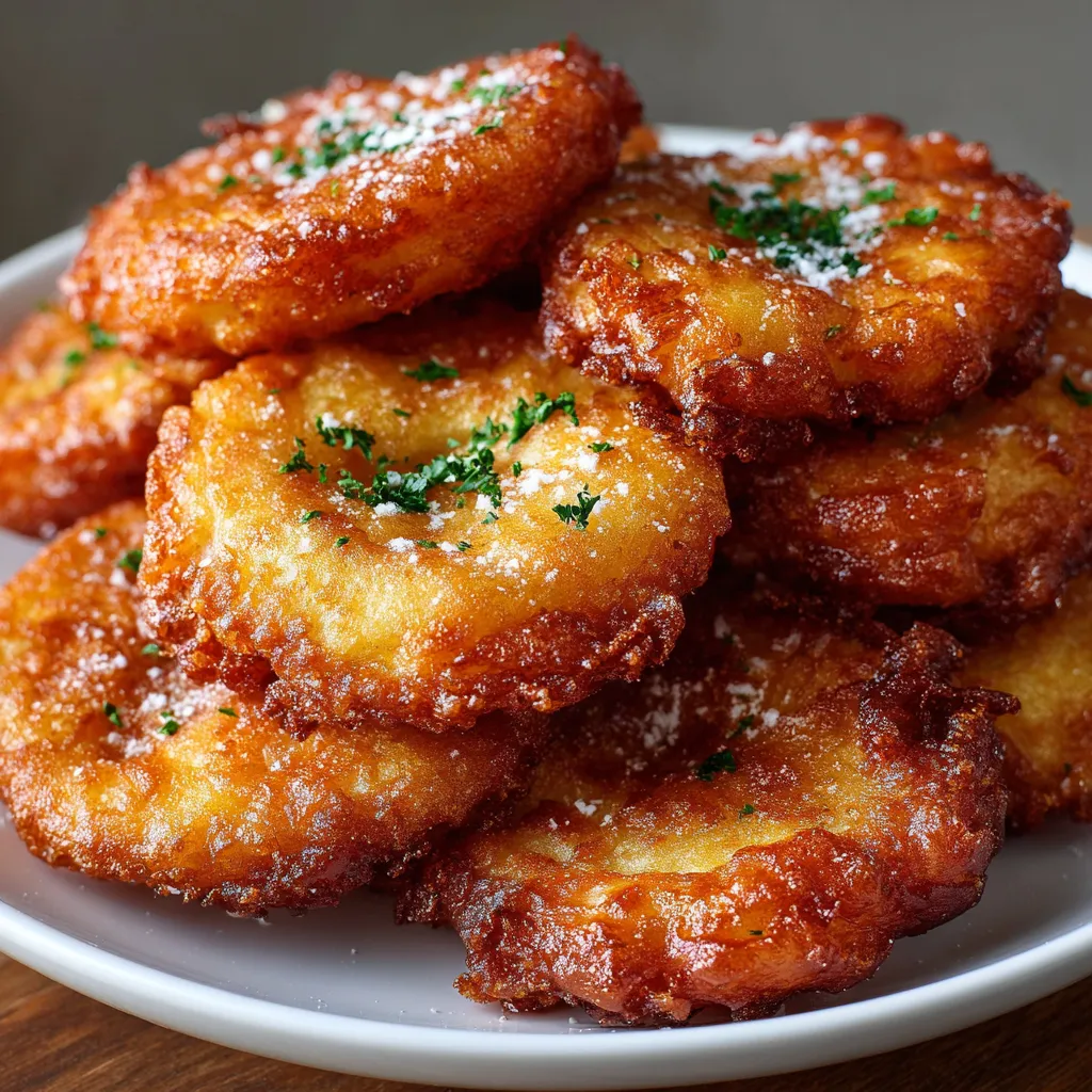 Beignets de pommes de terre dorés et croustillants servis sur une assiette avec une sauce au yaourt