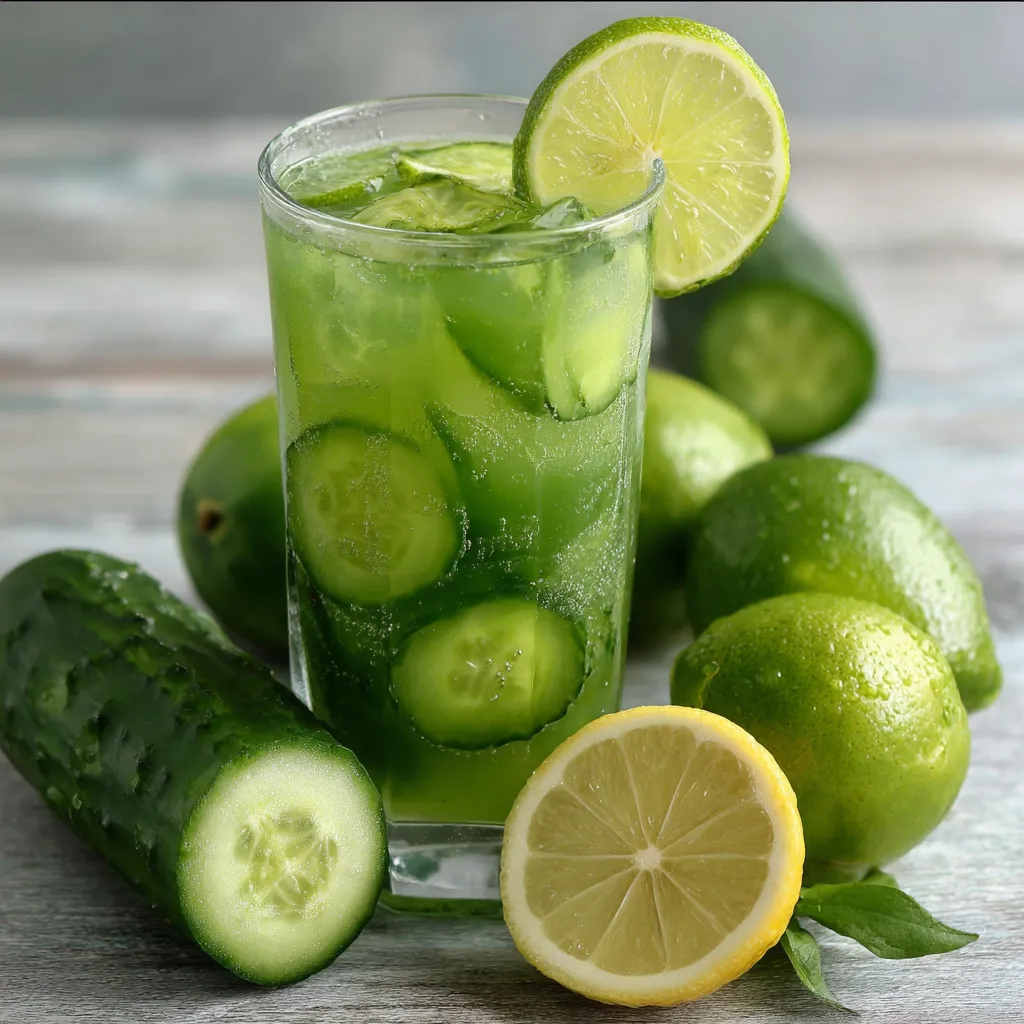 Verre de boisson détox citron concombre rafraîchissante