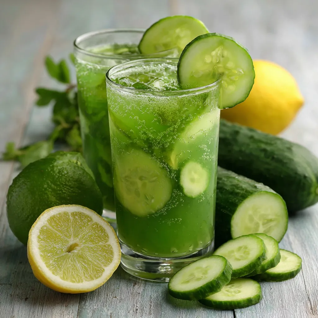 Verre de boisson détox citron concombre rafraîchissante