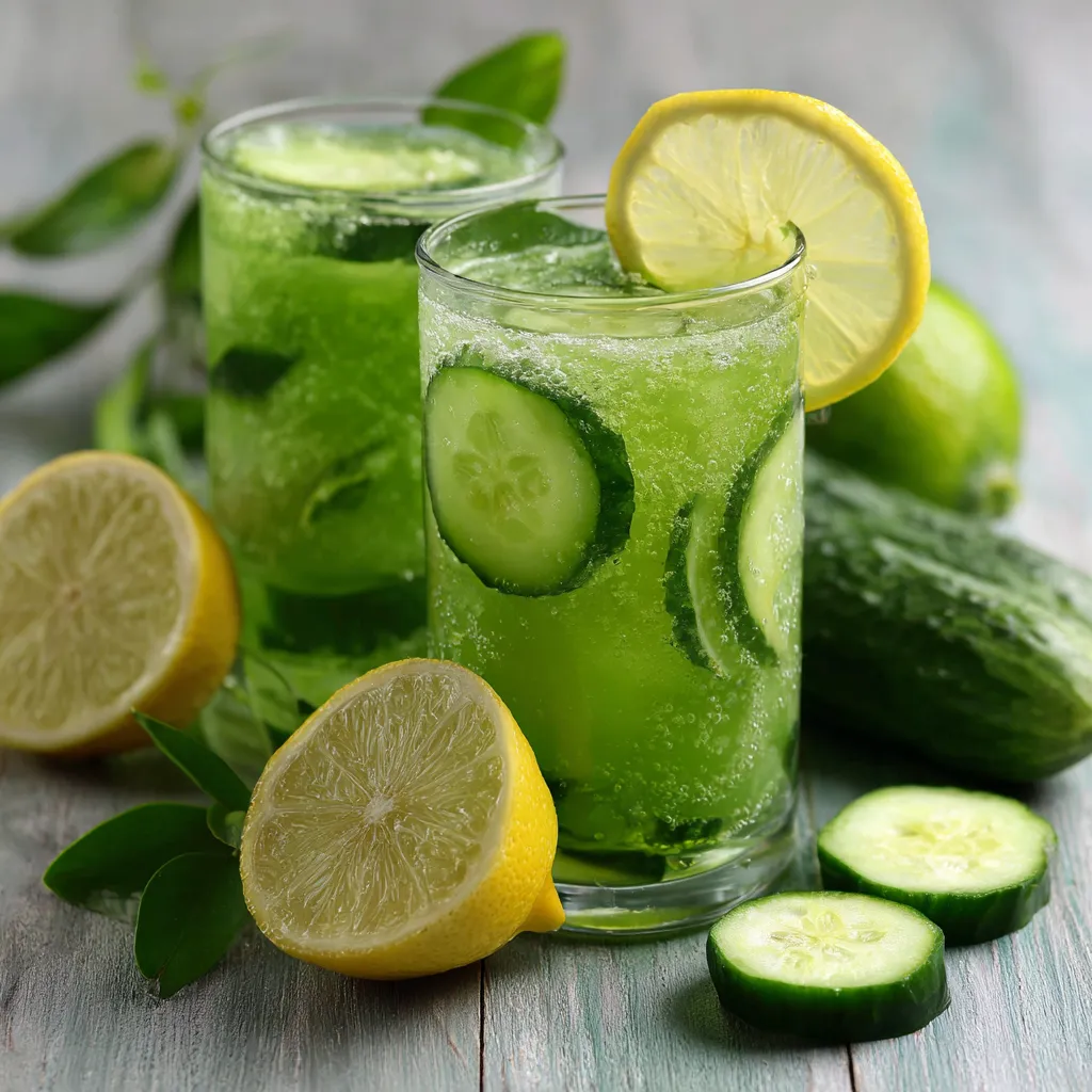 Verre de boisson détox citron concombre rafraîchissante