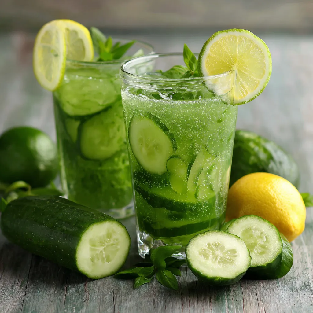 Verre de boisson détox citron concombre rafraîchissante