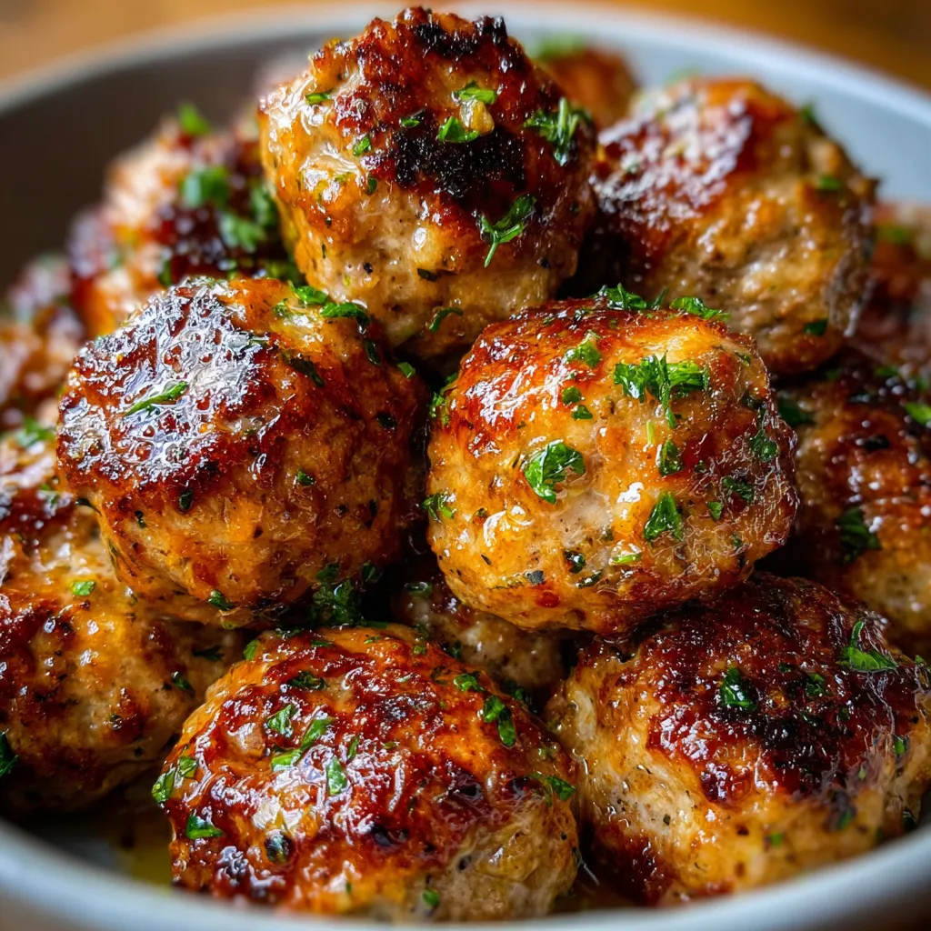 Boulettes dorées au beurre fondu à l’ail dans une poêle en fonte, prêtes à être servies.