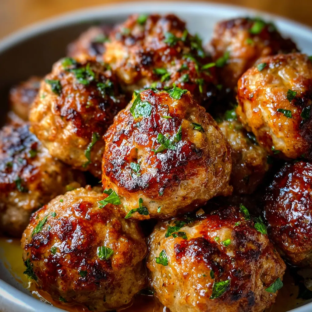 Boulettes dorées au beurre fondu à l’ail dans une poêle en fonte, prêtes à être servies.
