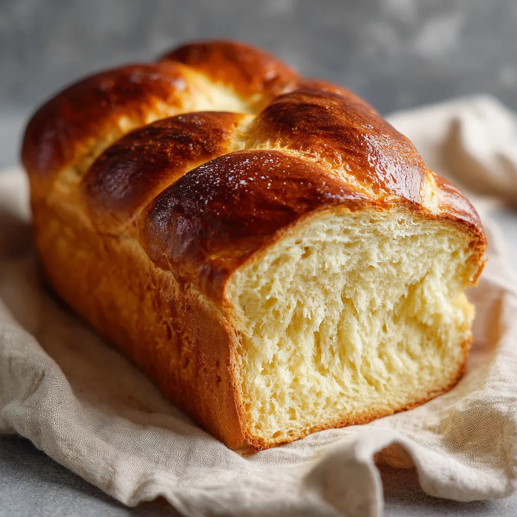 Brioche extra moelleuse dorée sortie du four sur une grille
