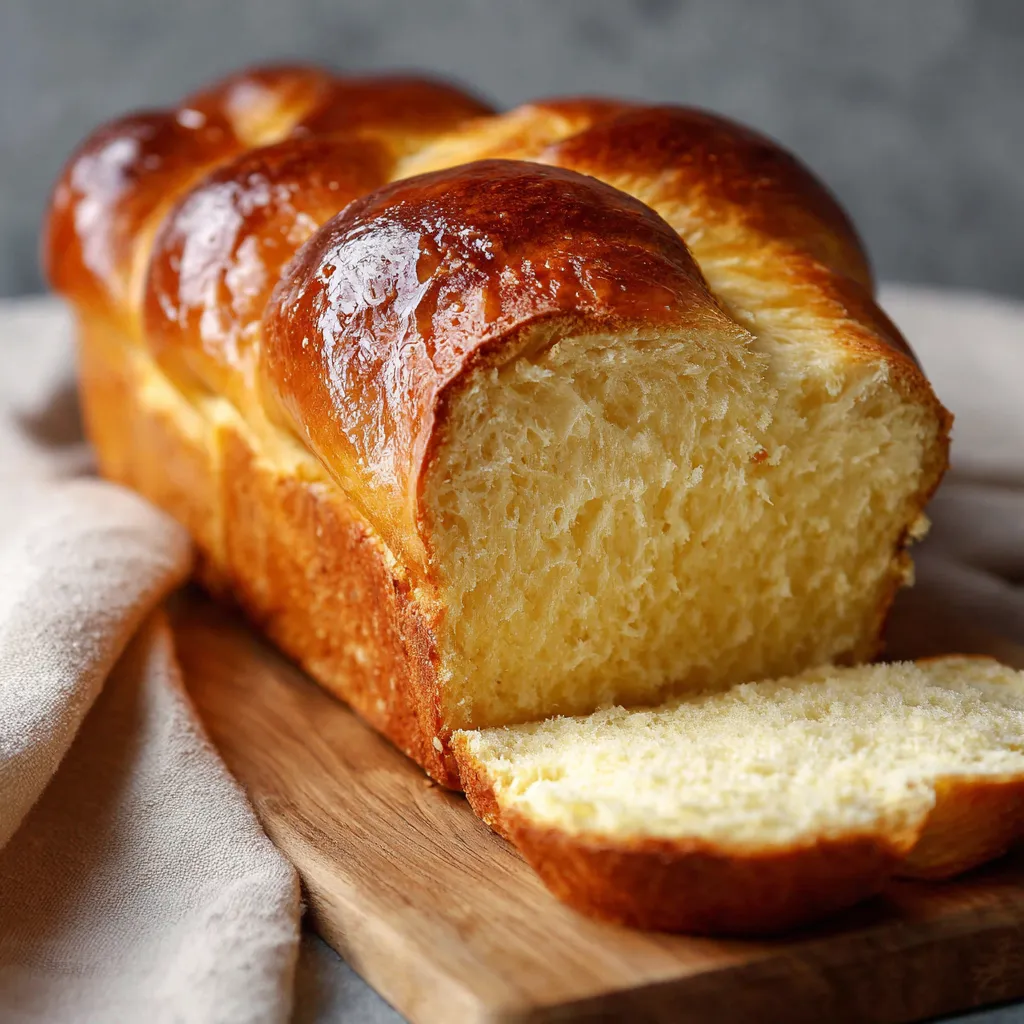 Brioche extra moelleuse dorée sortie du four sur une grille