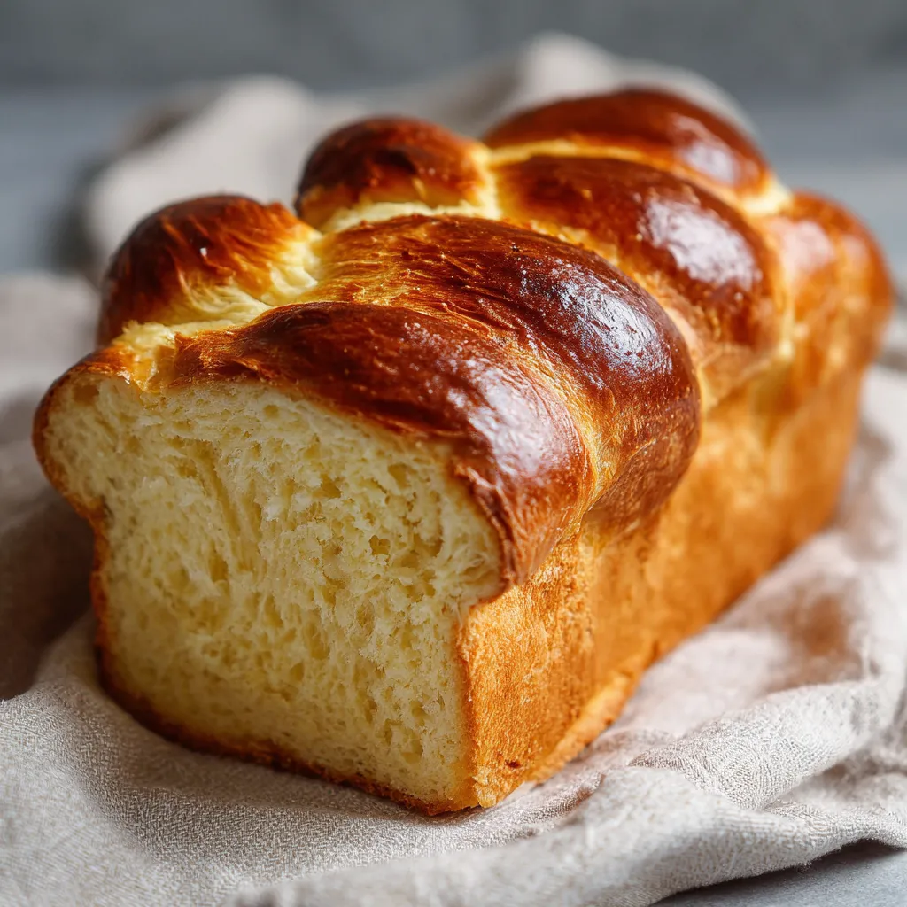 Brioche extra moelleuse dorée sortie du four sur une grille
