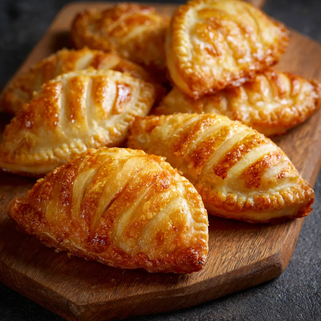 Chaussons aux pommes croustillants et fondants dorés à la sortie du four sur une grille de refroidissement