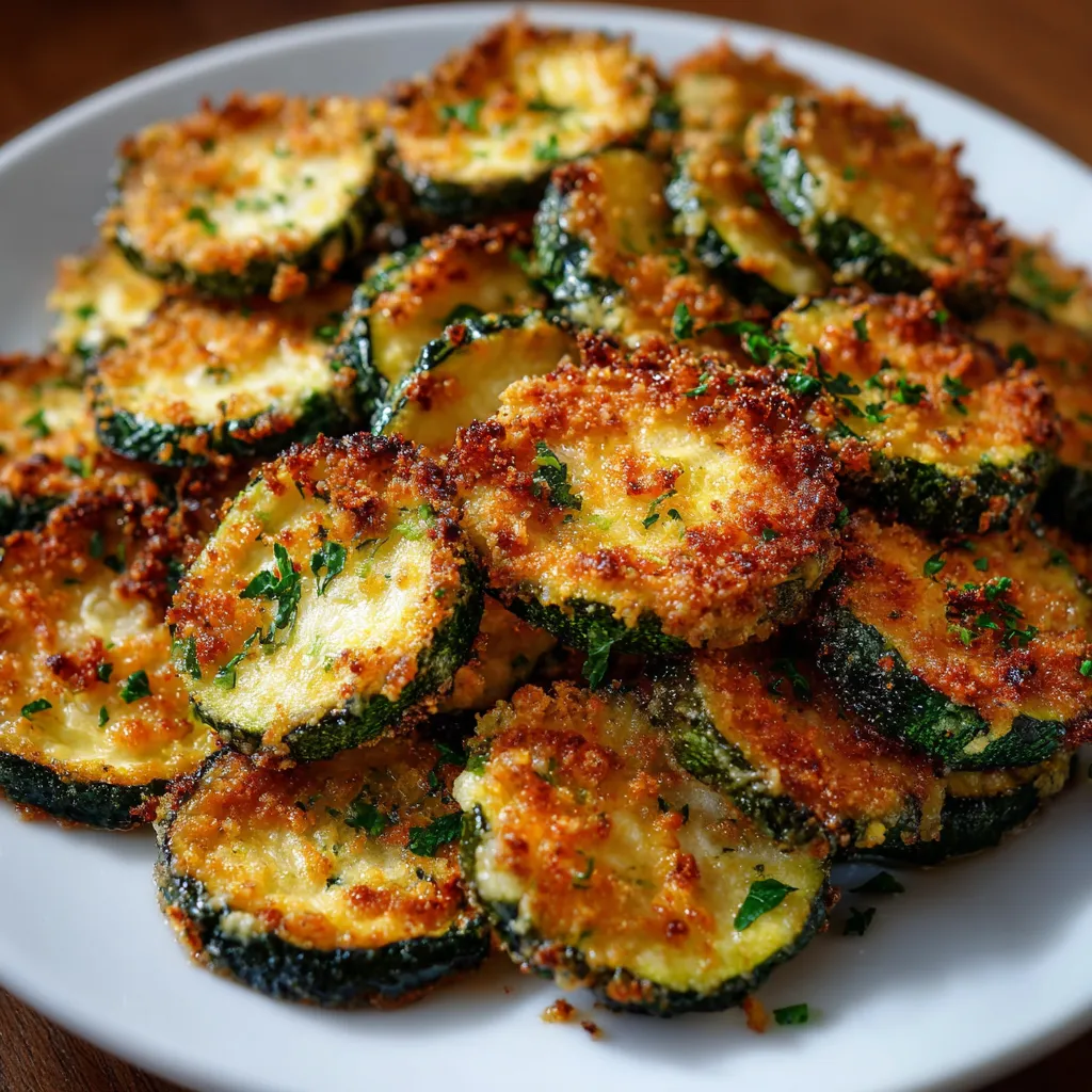 Chips de courgettes croustillantes au four dorées et appétissantes sur une plaque