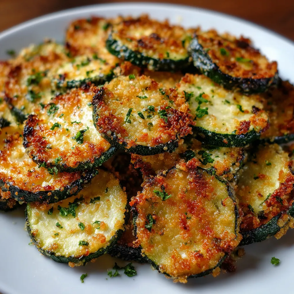 Chips de courgettes croustillantes au four dorées et appétissantes sur une plaque