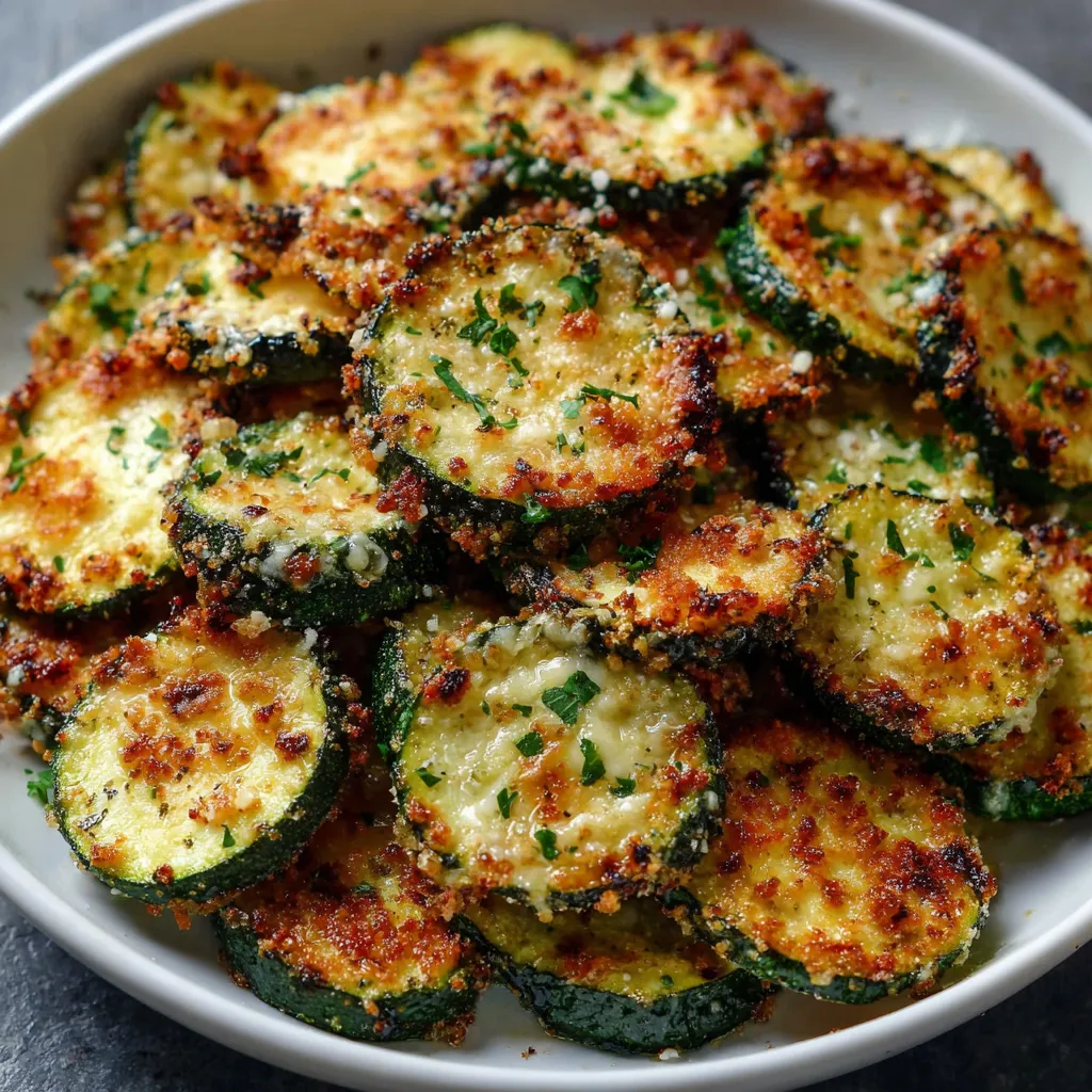 Chips de courgettes croustillantes au four dorées et appétissantes sur une plaque