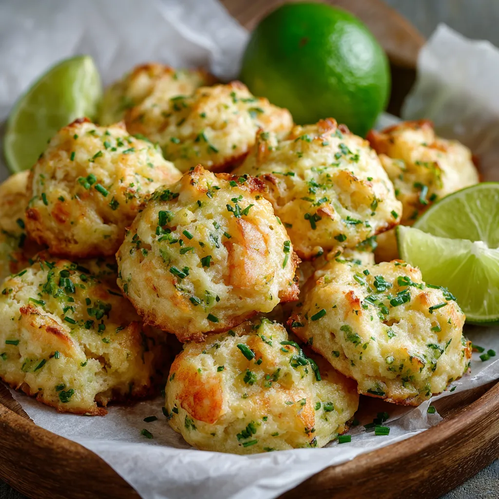 Cookies salés aux crevettes et citron vert dorés et servis pour l'apéritif