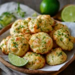 Cookies salés aux crevettes et citron vert dorés et servis pour l'apéritif