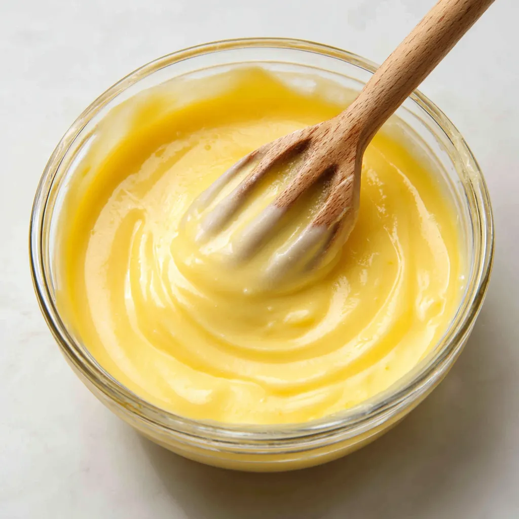 Crème de citron maison onctueuse servie dans un petit bol en verre
