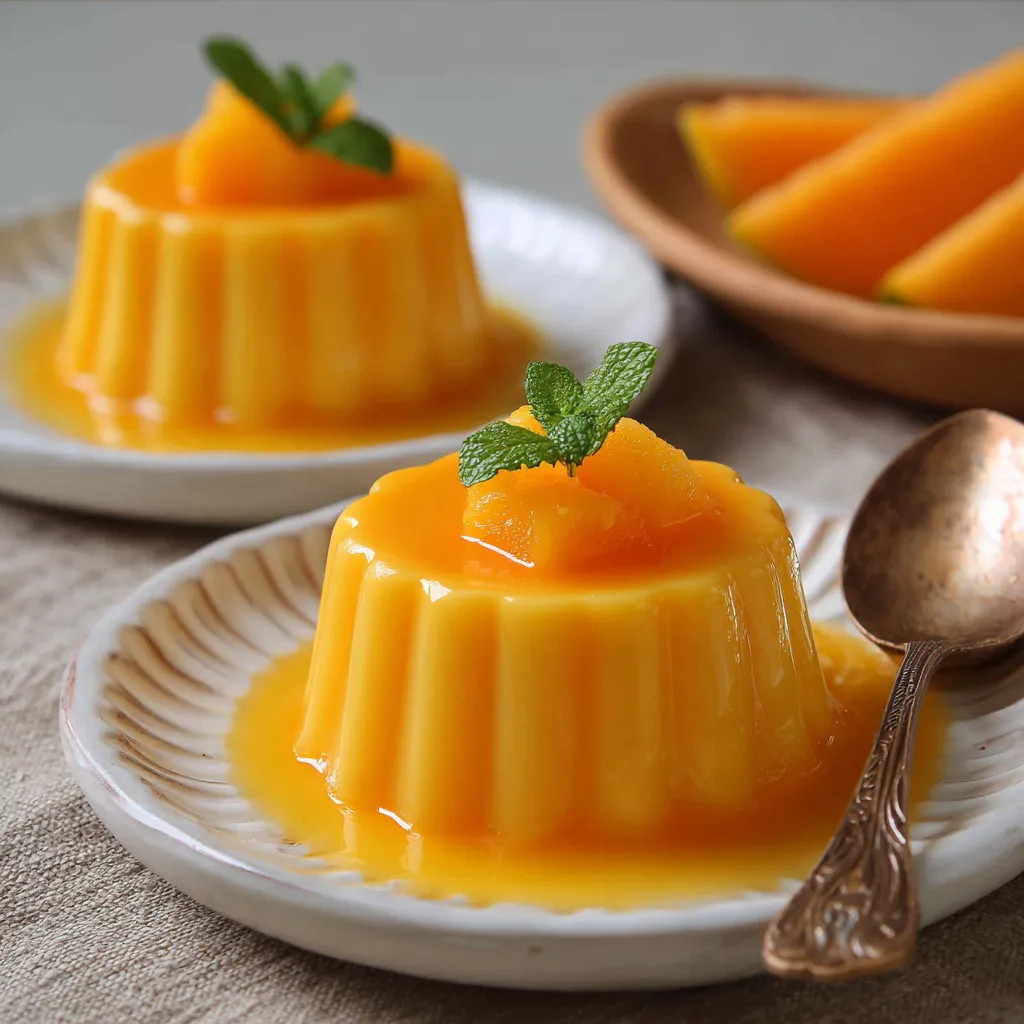 Flan de melon végétalien servi bien frais dans un ramequin