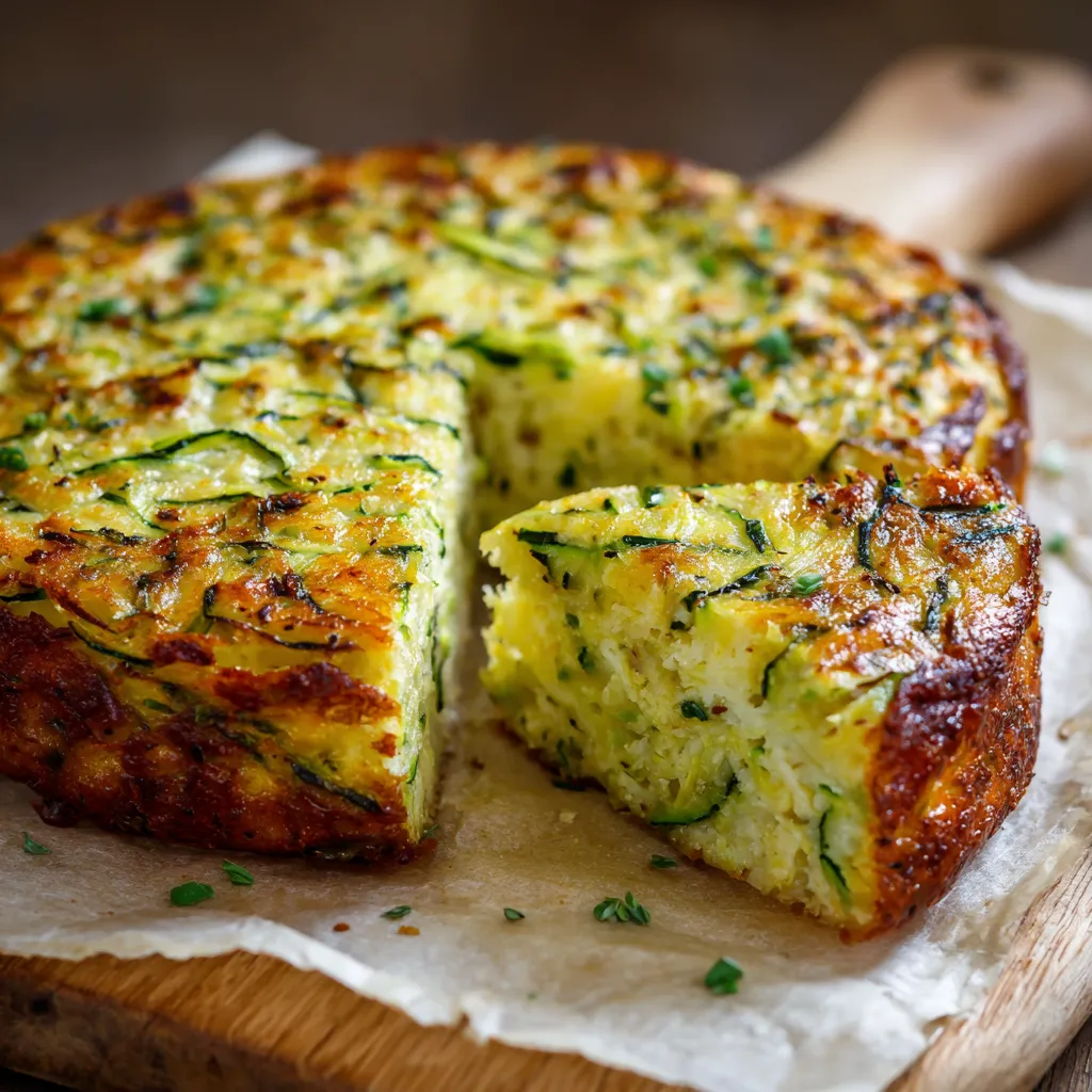 Gâteau Invisible aux Courgettes et Parmesan doré et moelleux
