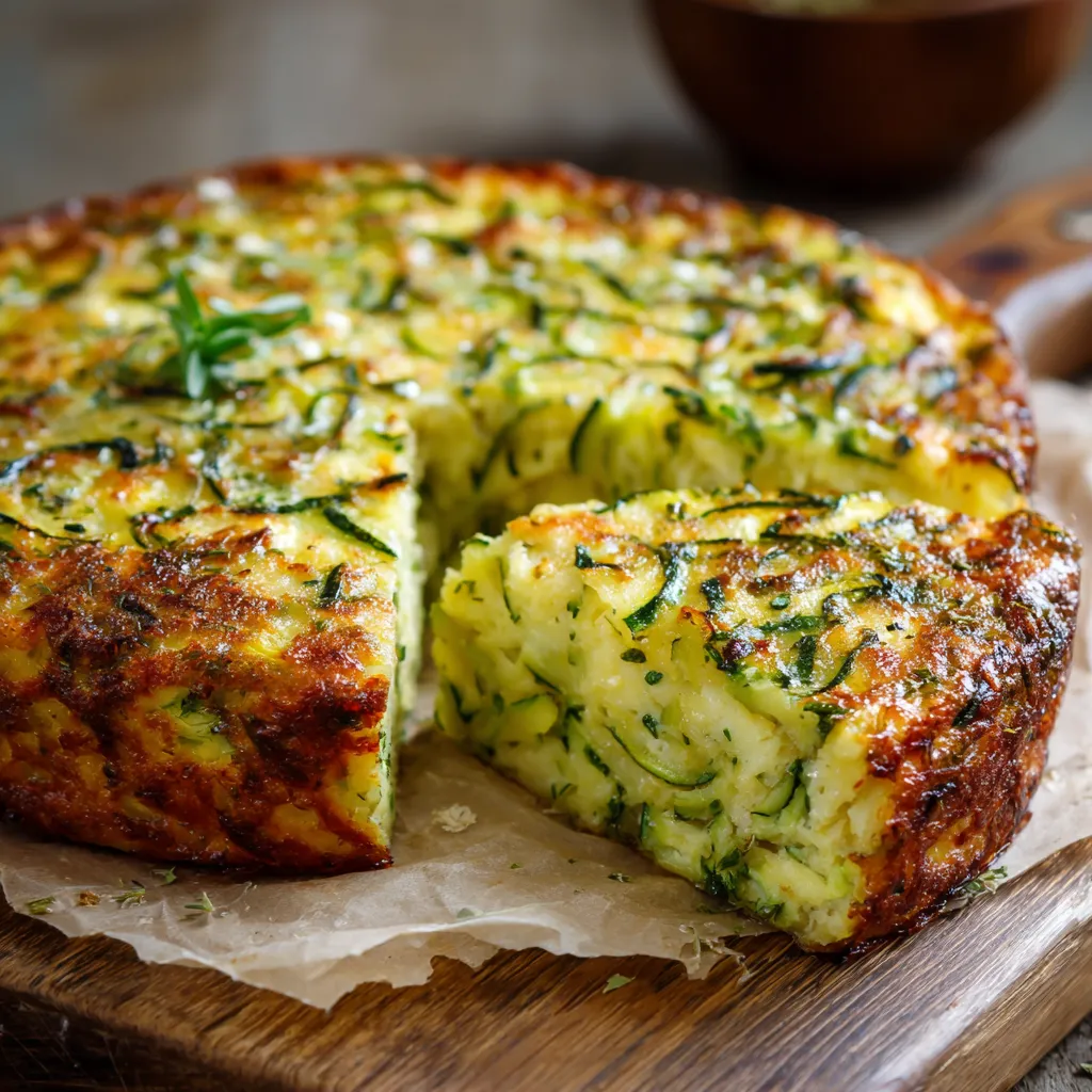 Gâteau Invisible aux Courgettes et Parmesan doré et moelleux