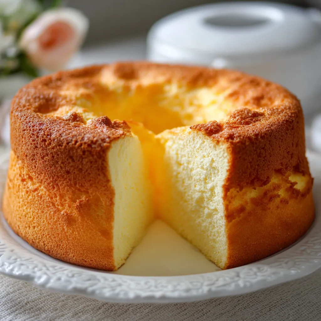 Gâteau ultra moelleux comme un nuage sorti du four, doré et aérien