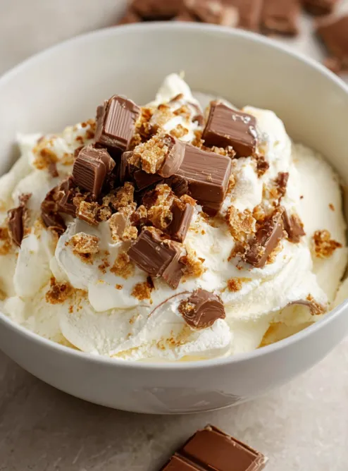 Glace Kinder Bueno maison crémeuse décorée de morceaux de Kinder