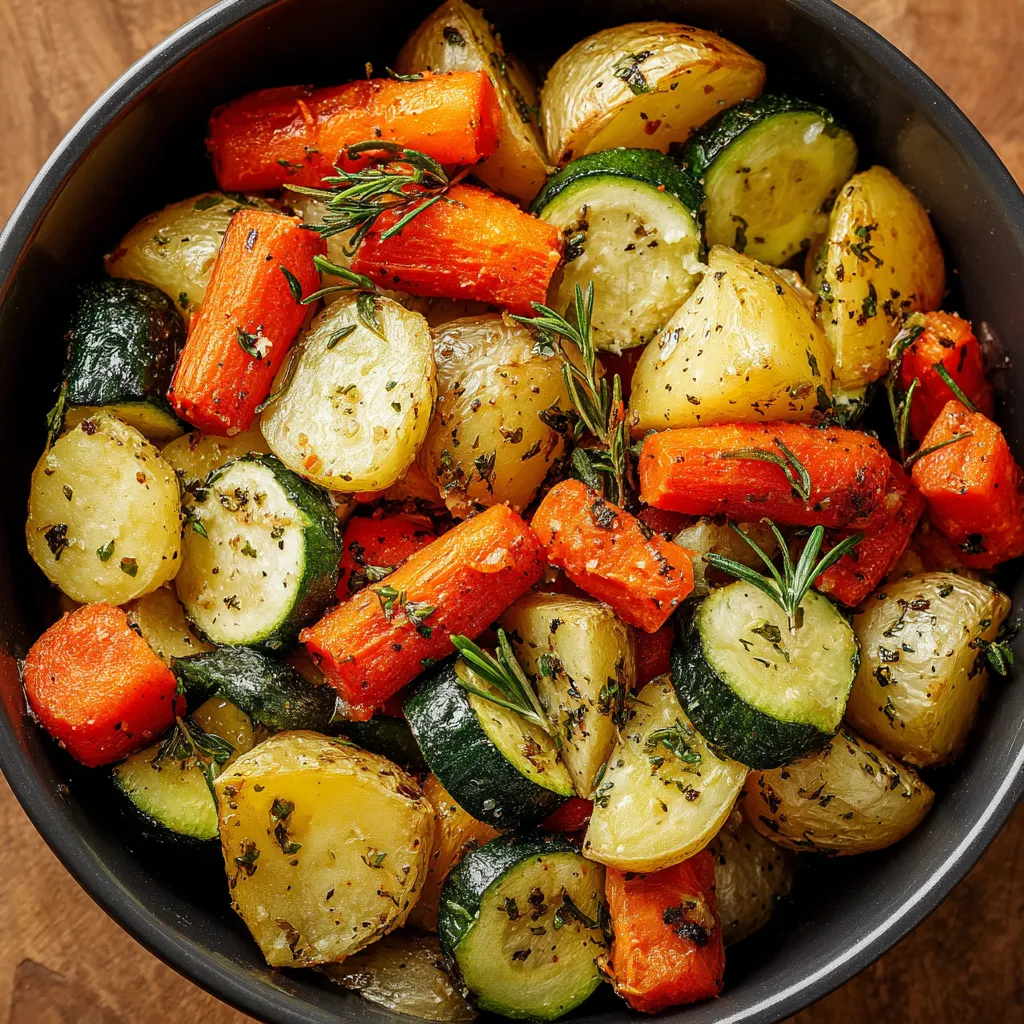 Légumes rôtis au four avec ail et herbes sur plaque de cuisson