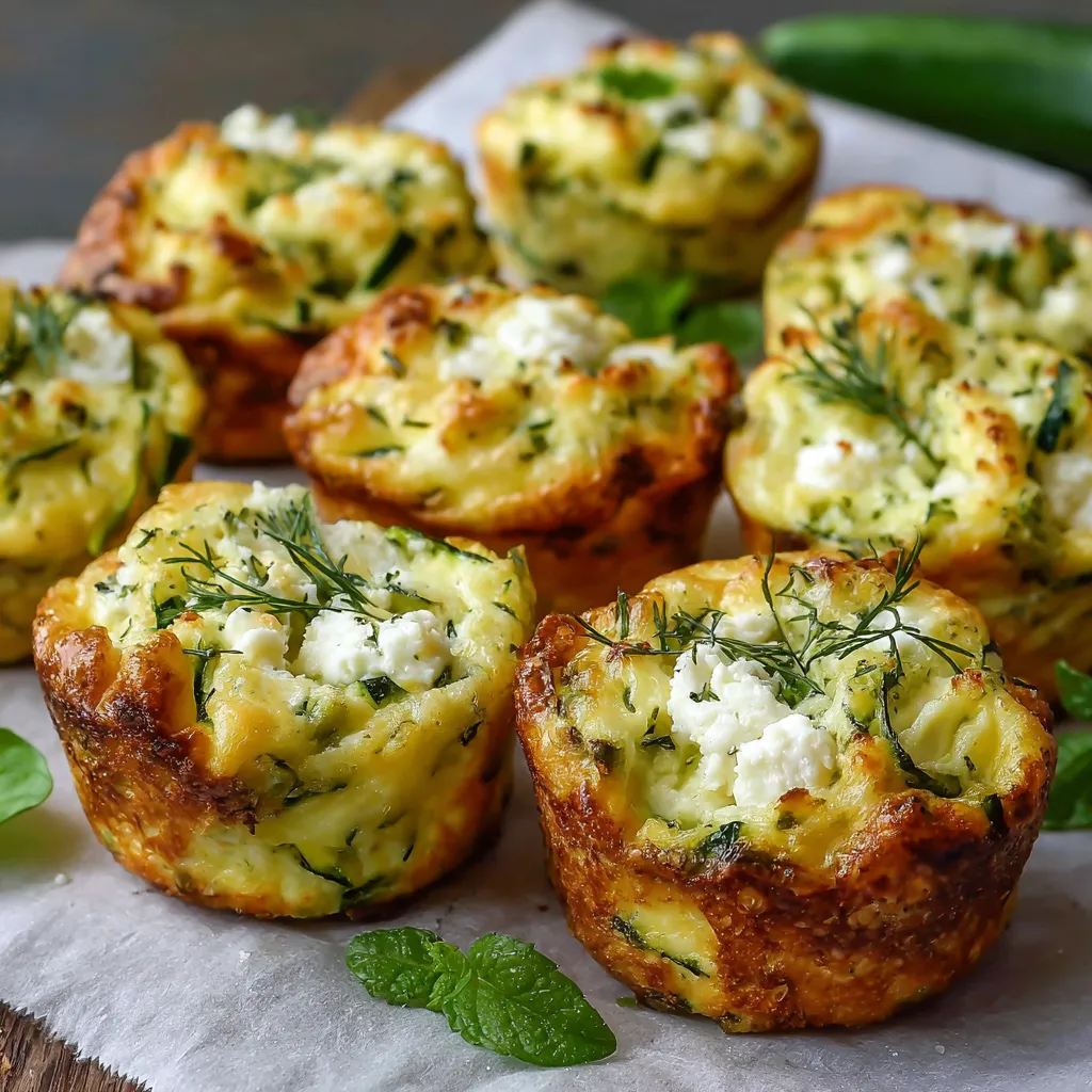 Moelleux courgette et chèvre dorés et moelleux sur une assiette blanche