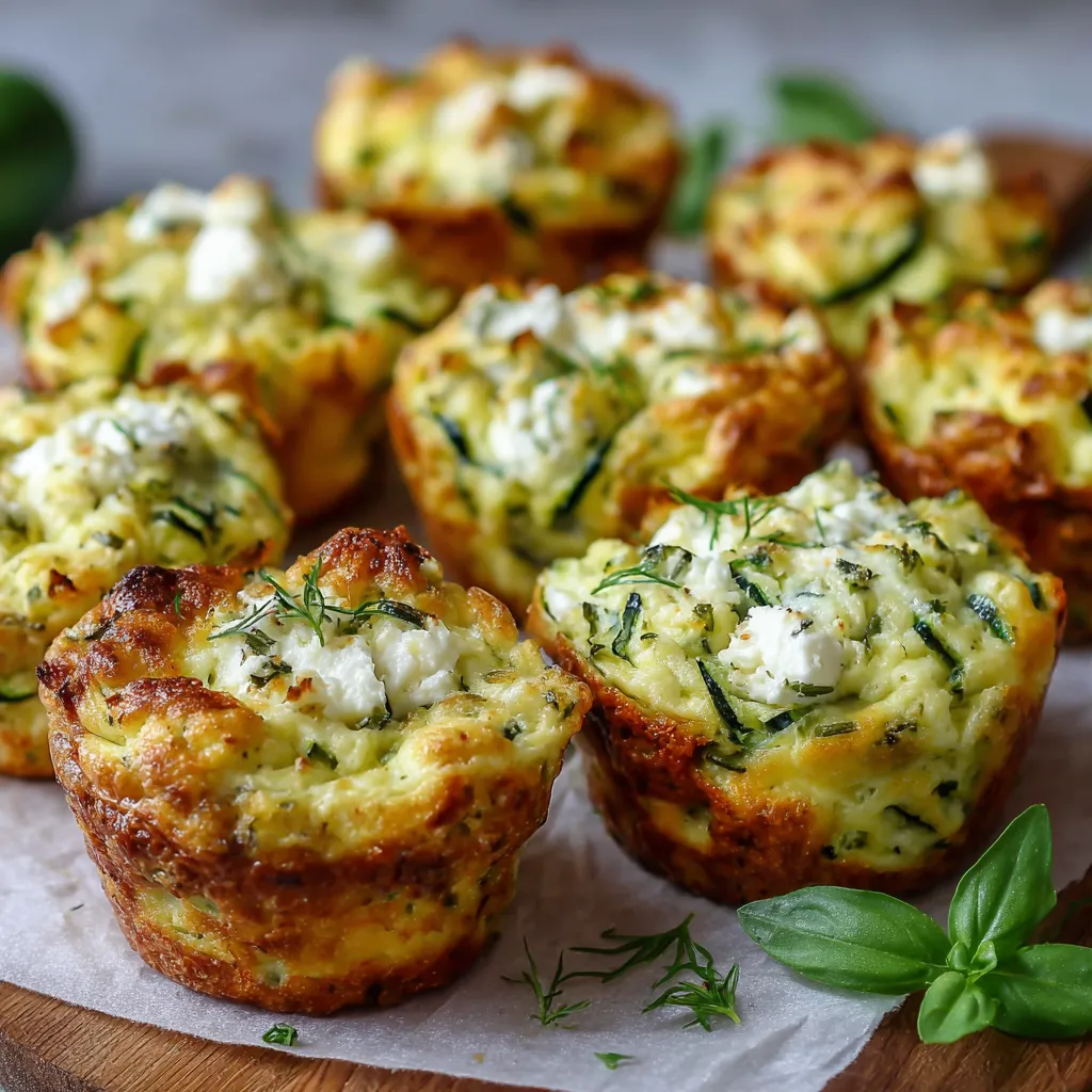 Moelleux courgette et chèvre dorés et moelleux sur une assiette blanche