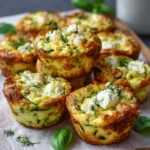 Moelleux courgette et chèvre dorés et moelleux sur une assiette blanche