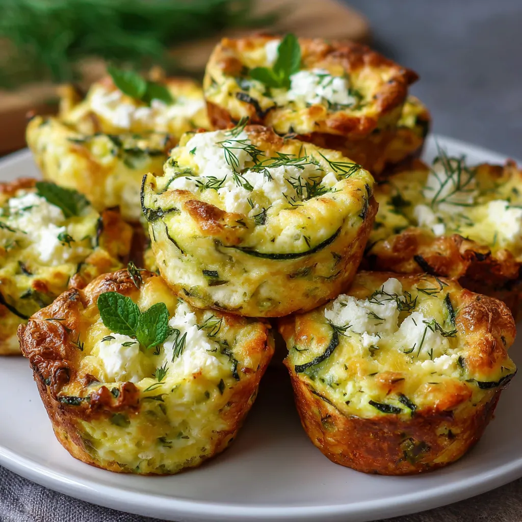 Moelleux courgette et chèvre dorés et moelleux sur une assiette blanche