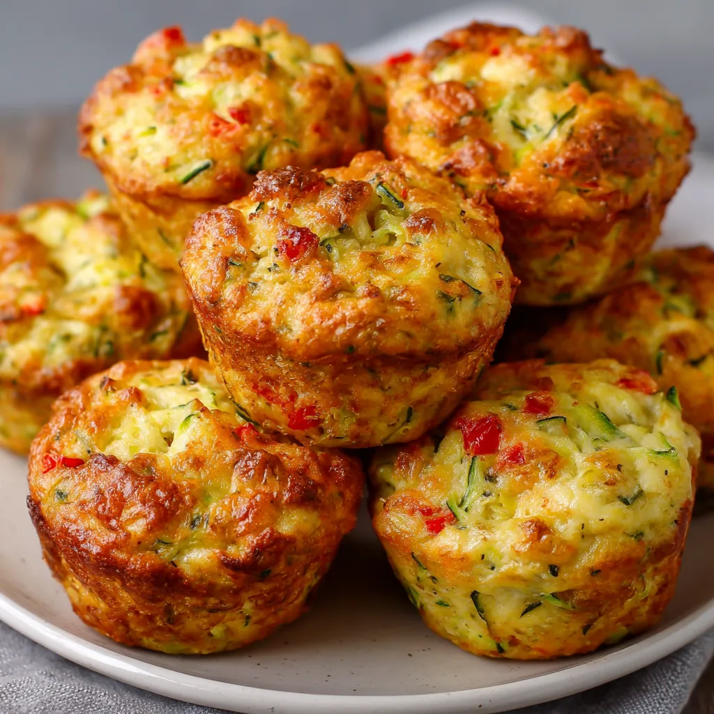 Muffins aux courgettes dorés et moelleux sur une assiette