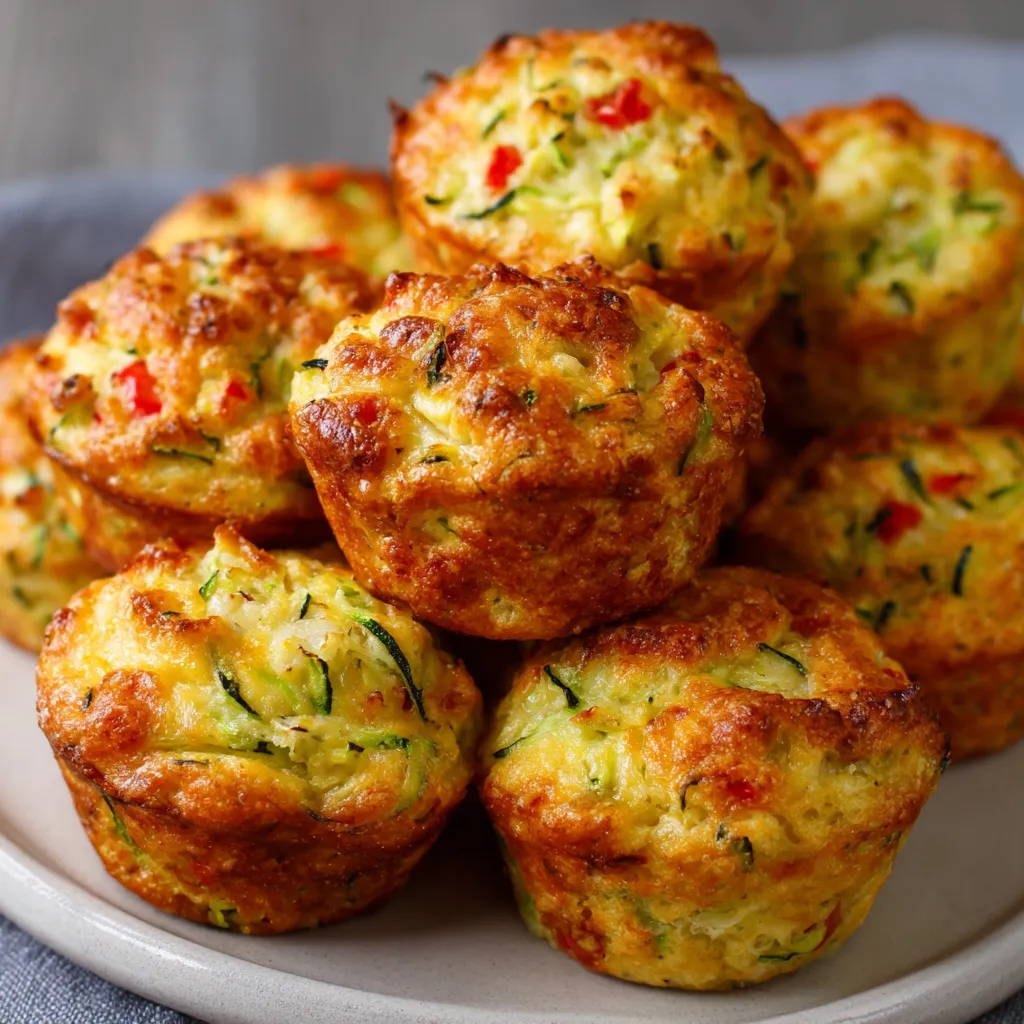 Muffins aux courgettes dorés et moelleux sur une assiette