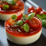 Panna cotta salée en verrine avec tomates fraîches, crème de mozzarella et basilic