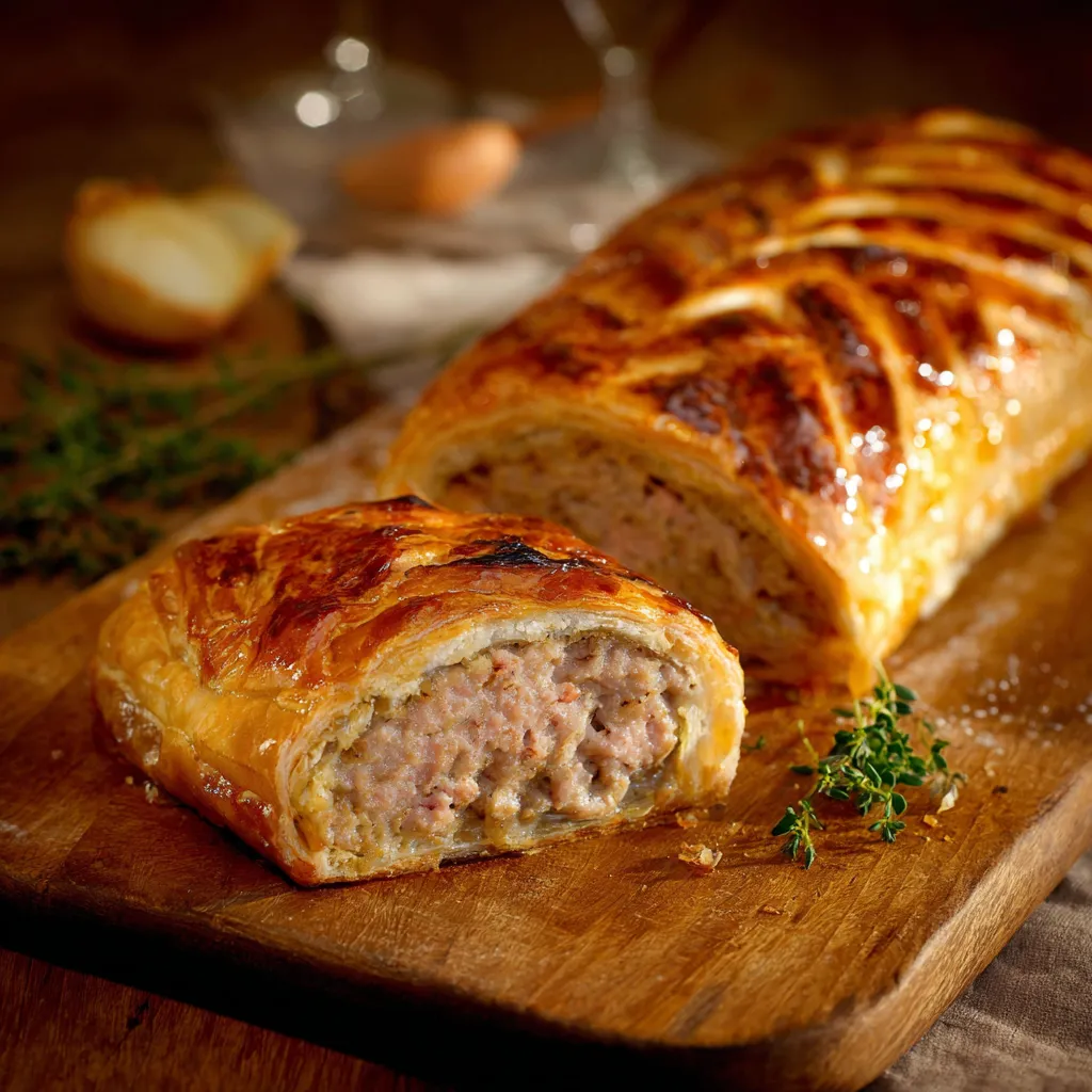 Pâté Lorrain Revisitée au Bœuf doré et croustillant sorti du four