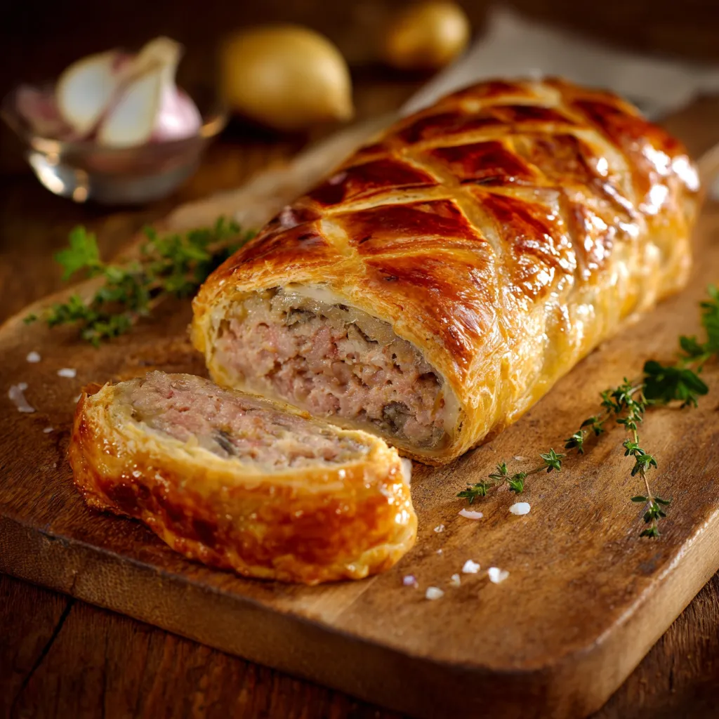 Pâté Lorrain Revisitée au Bœuf doré et croustillant sorti du four