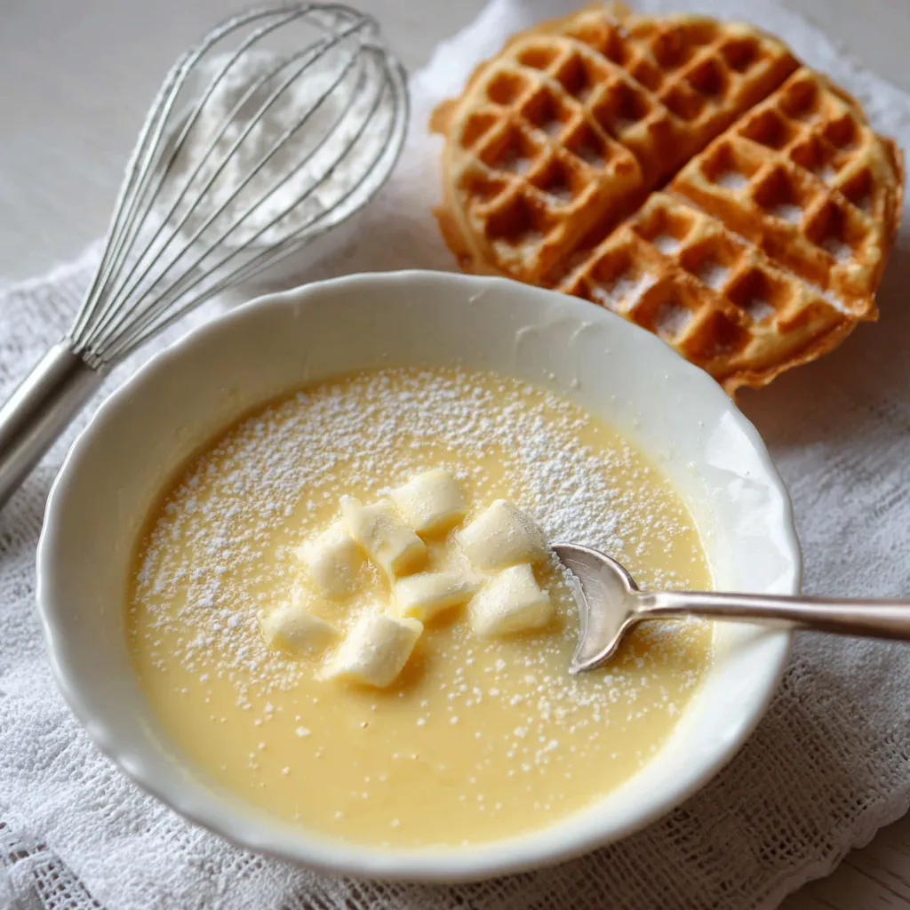 Gaufres moelleuses et dorées servies sur une assiette avec sucre glace
