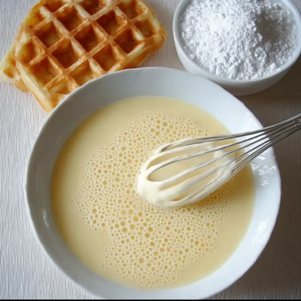 Gaufres moelleuses et dorées servies sur une assiette avec sucre glace