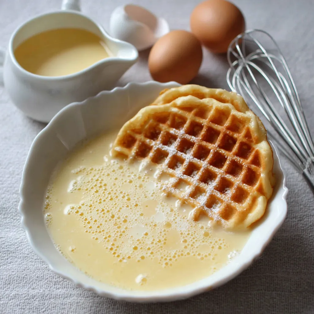 Gaufres moelleuses et dorées servies sur une assiette avec sucre glace