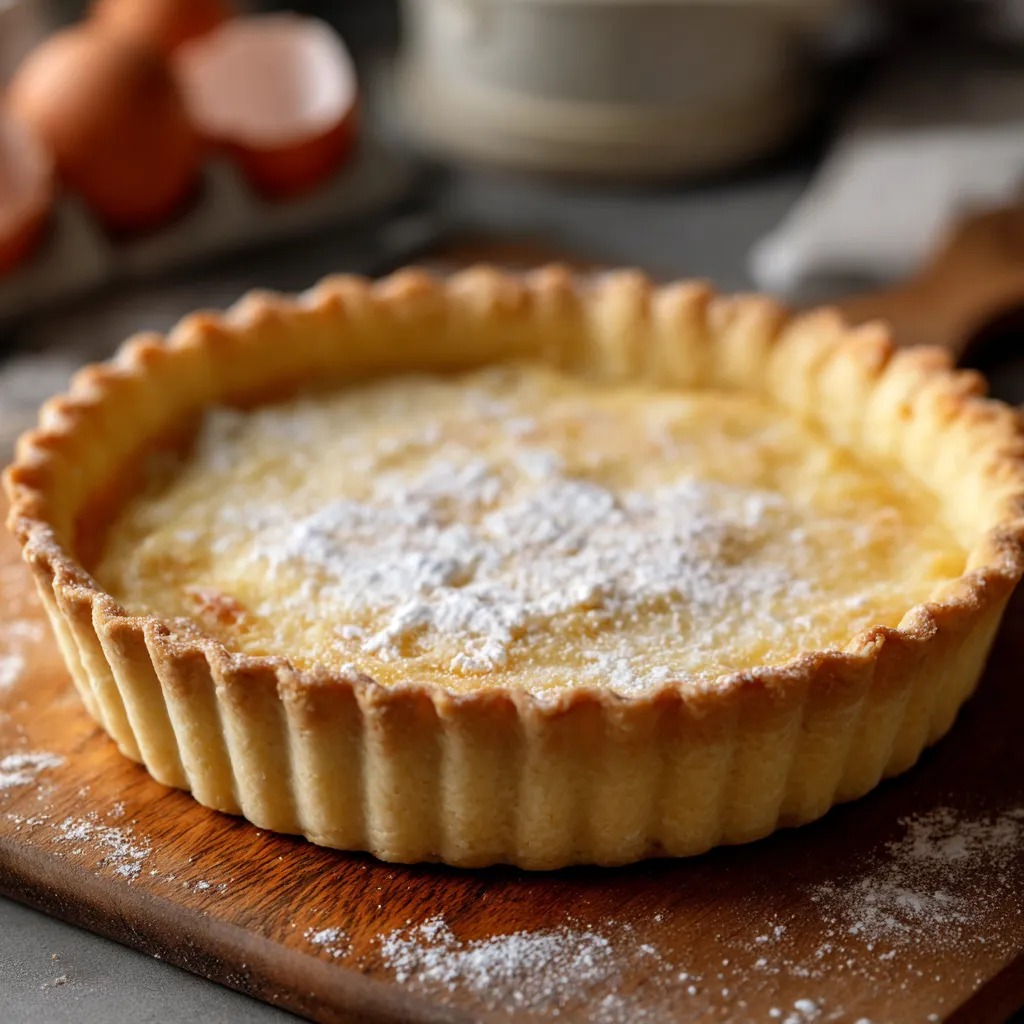 Pâte à tarte express étalée dans un moule prête à être garnie