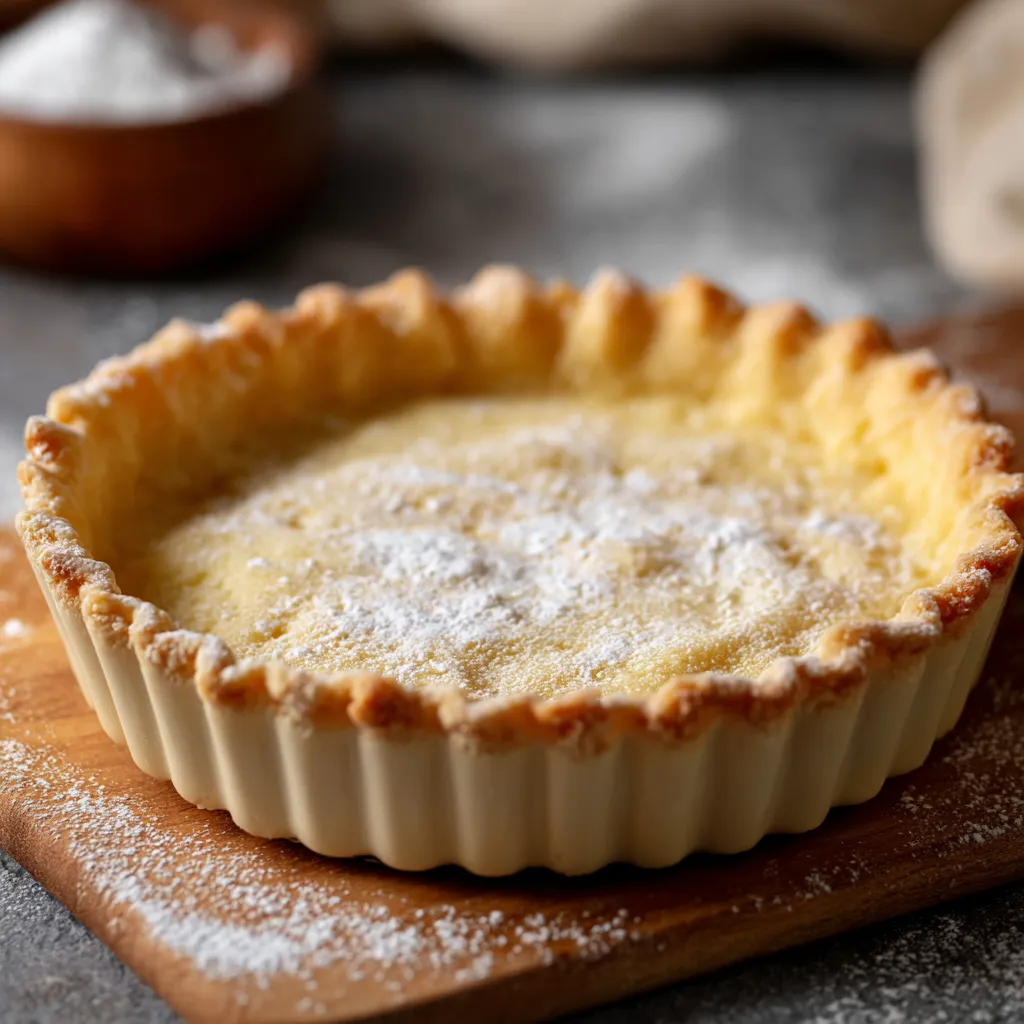 Pâte à tarte express étalée dans un moule prête à être garnie