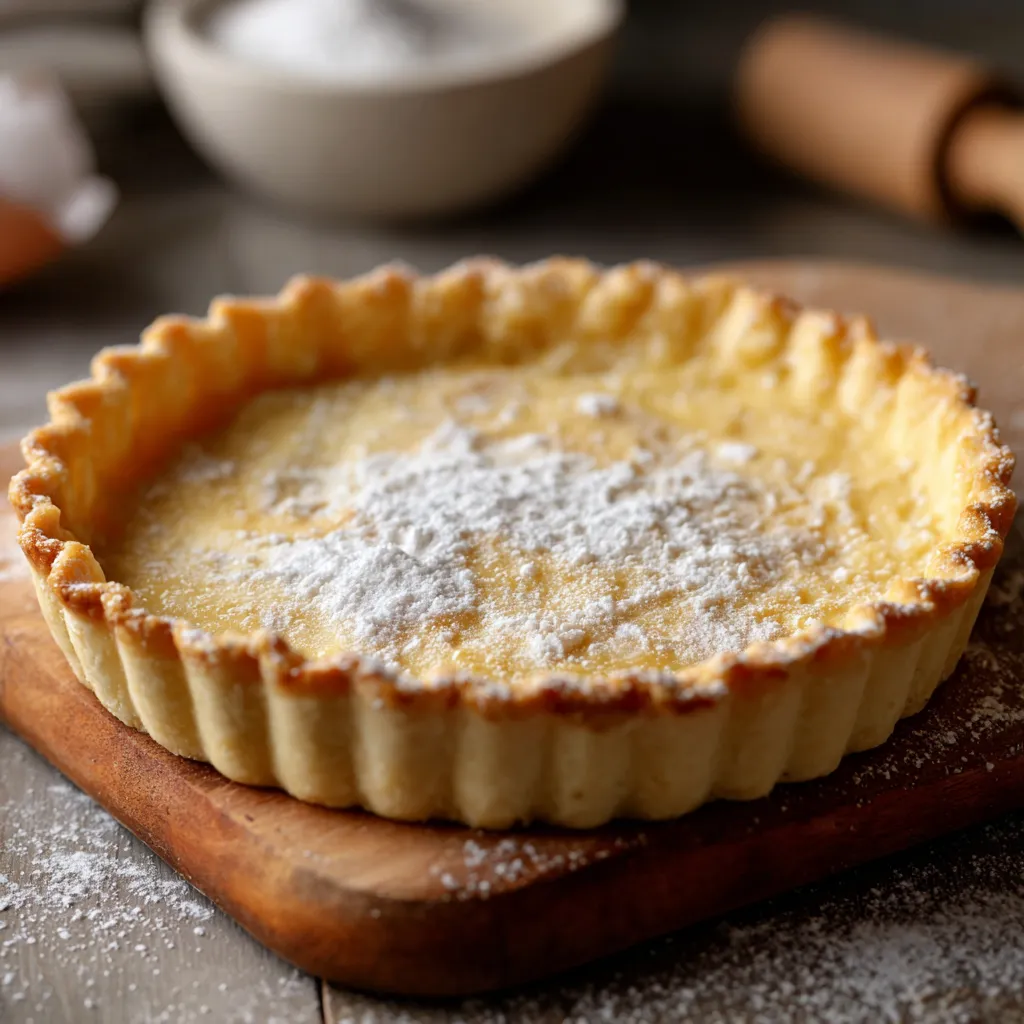 Pâte à tarte express étalée dans un moule prête à être garnie