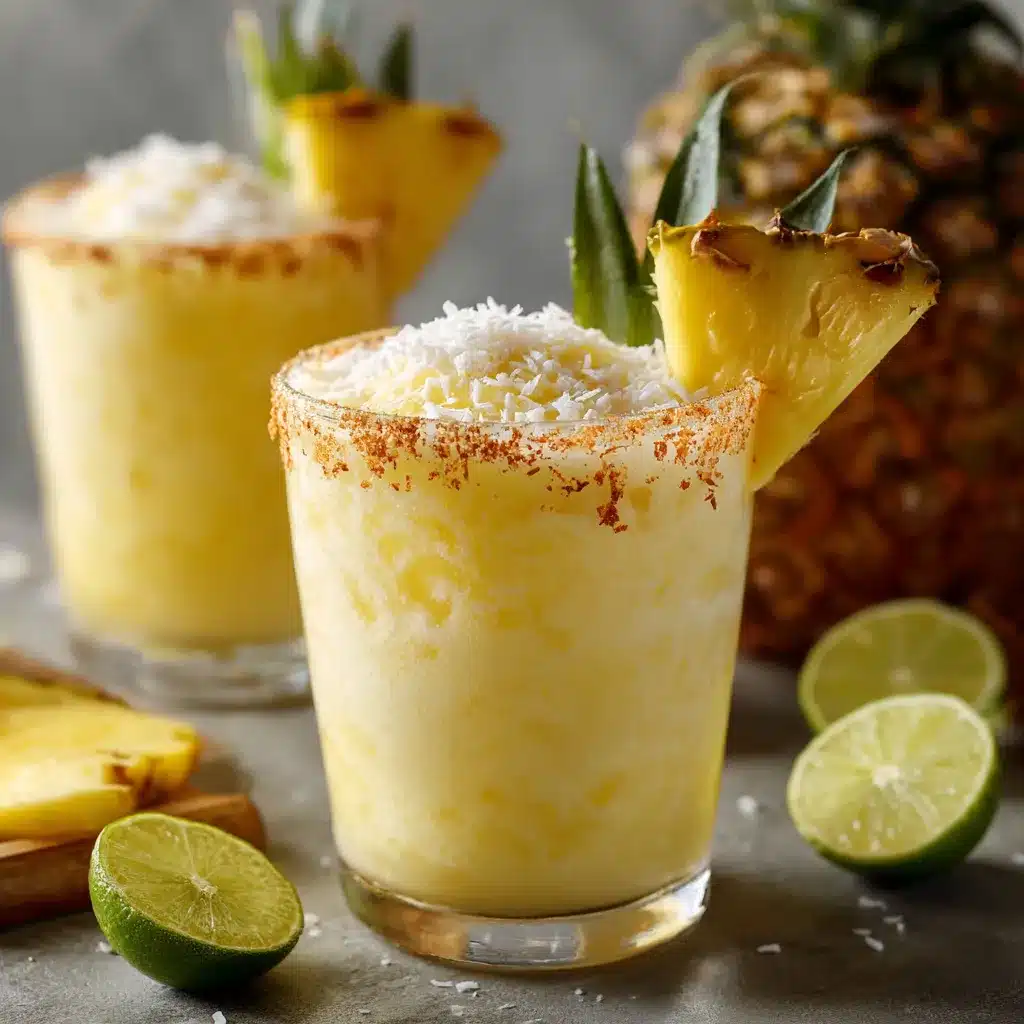 Verre de Piña Colada sans alcool décoré d’ananas et citron vert