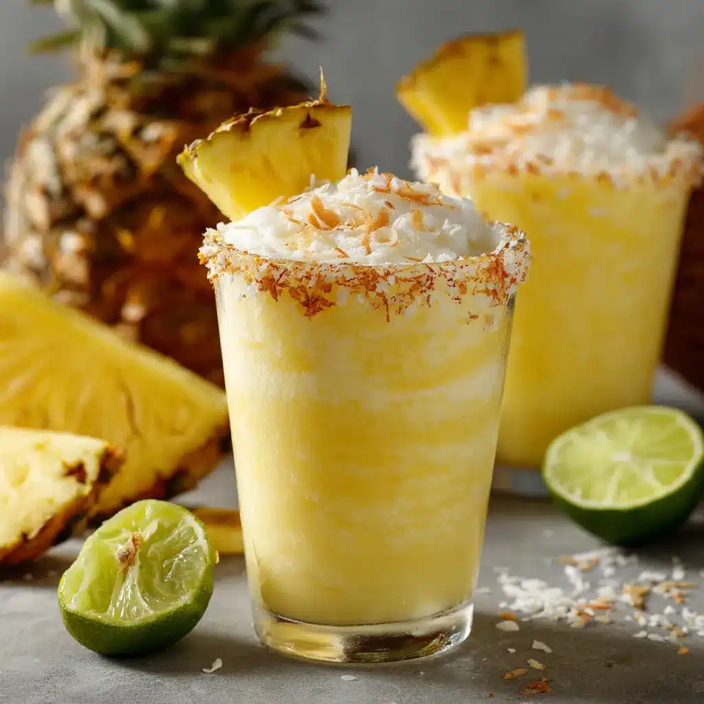 Verre de Piña Colada sans alcool décoré d’ananas et citron vert