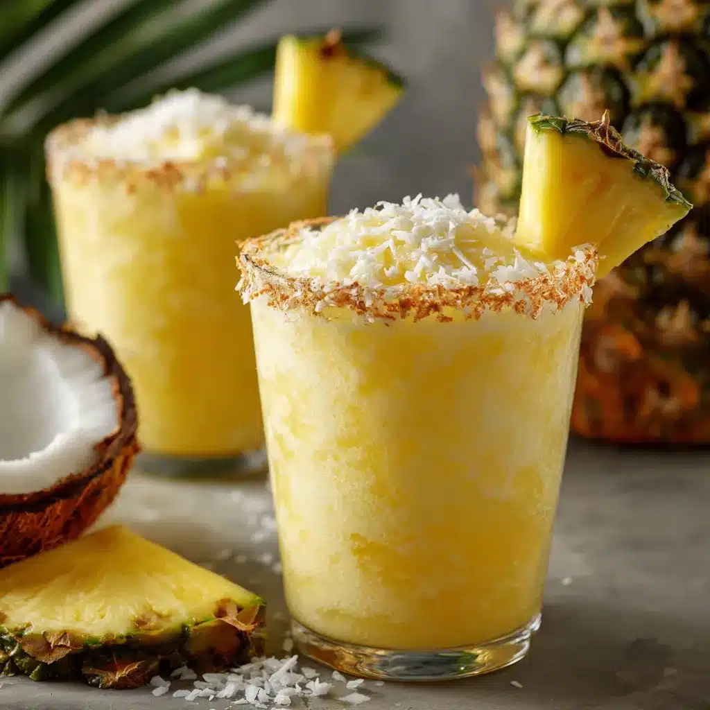 Verre de Piña Colada sans alcool décoré d’ananas et citron vert