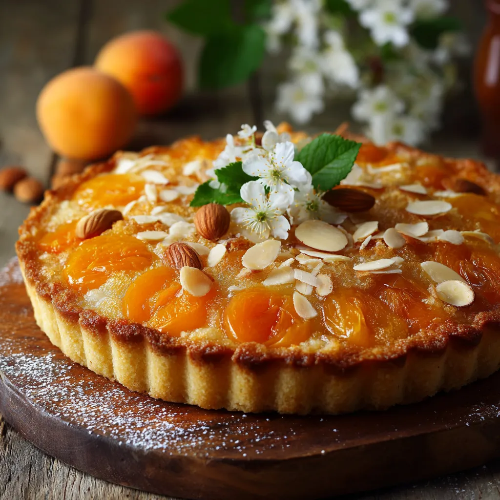 Placek aux abricots maison dans un moule à tarte, avec surface dorée et fruits visibles
