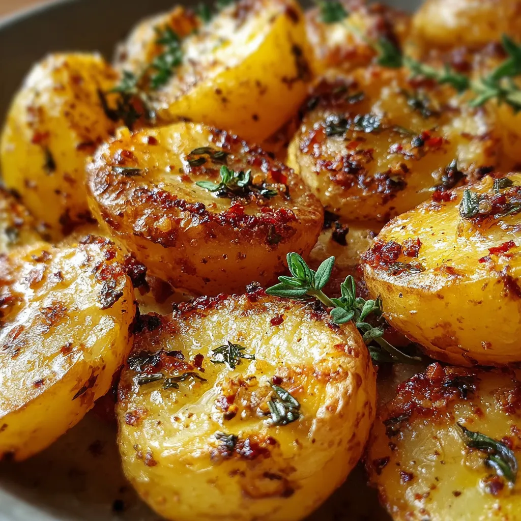 Pommes de terre rôties dorées au four avec moutarde et thym