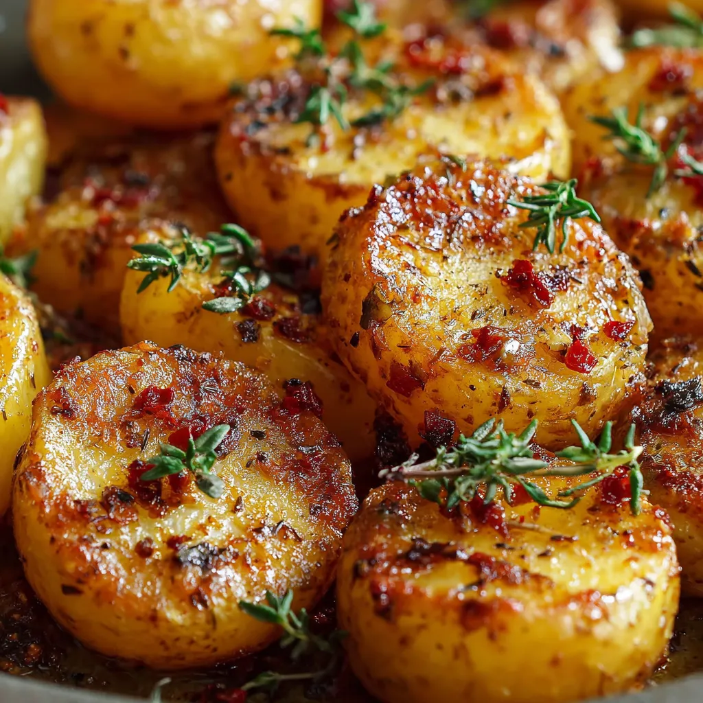 Pommes de terre rôties dorées au four avec moutarde et thym