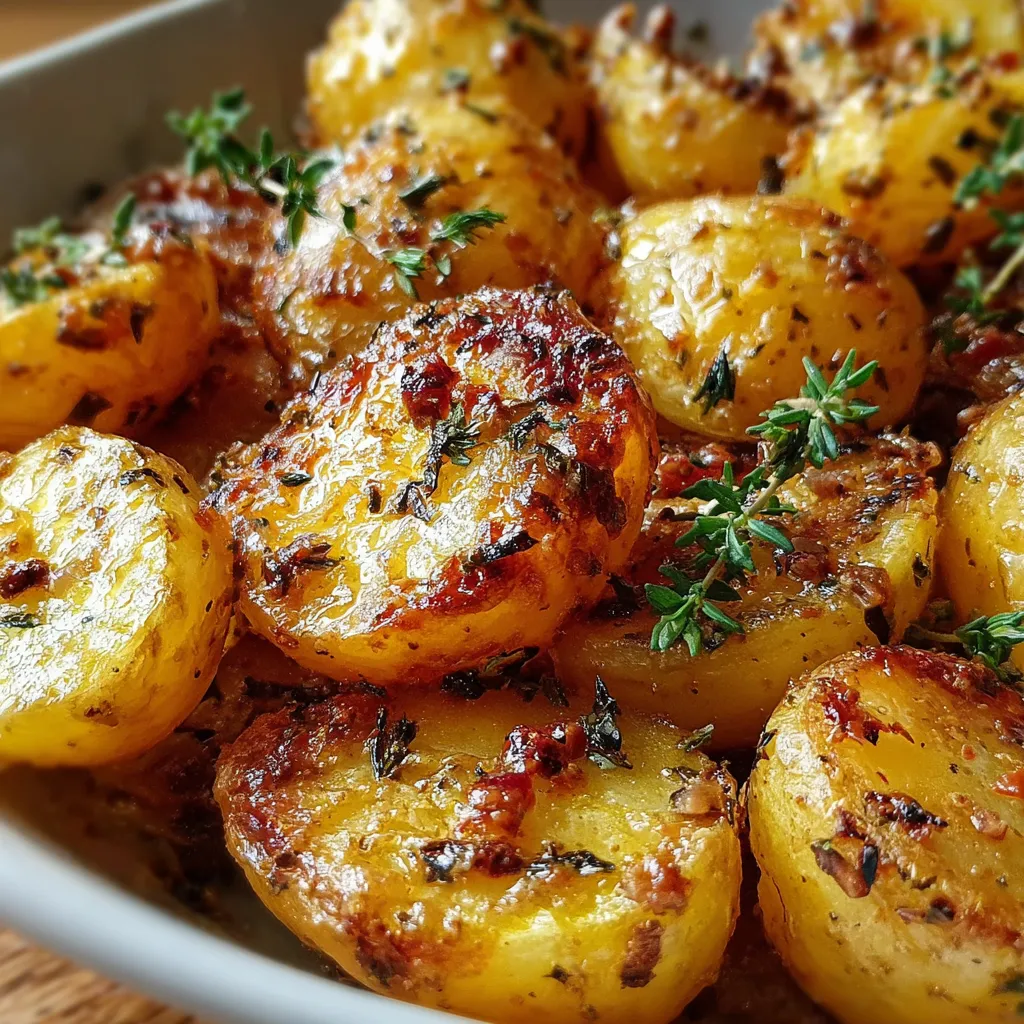 Pommes de terre rôties dorées au four avec moutarde et thym