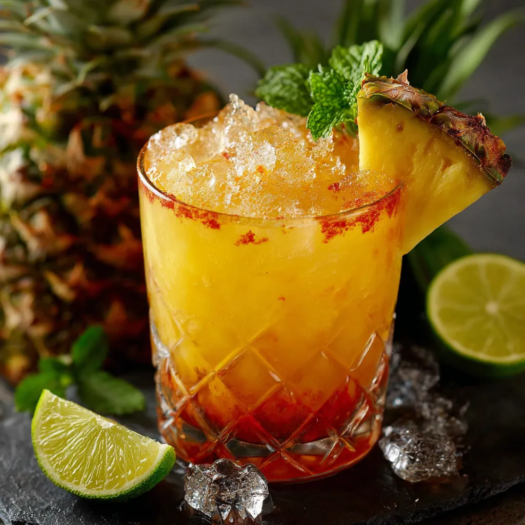 Punch Tropical à l’Ananas et Coco servi dans des verres décorés de tranches d’ananas et feuilles de menthe