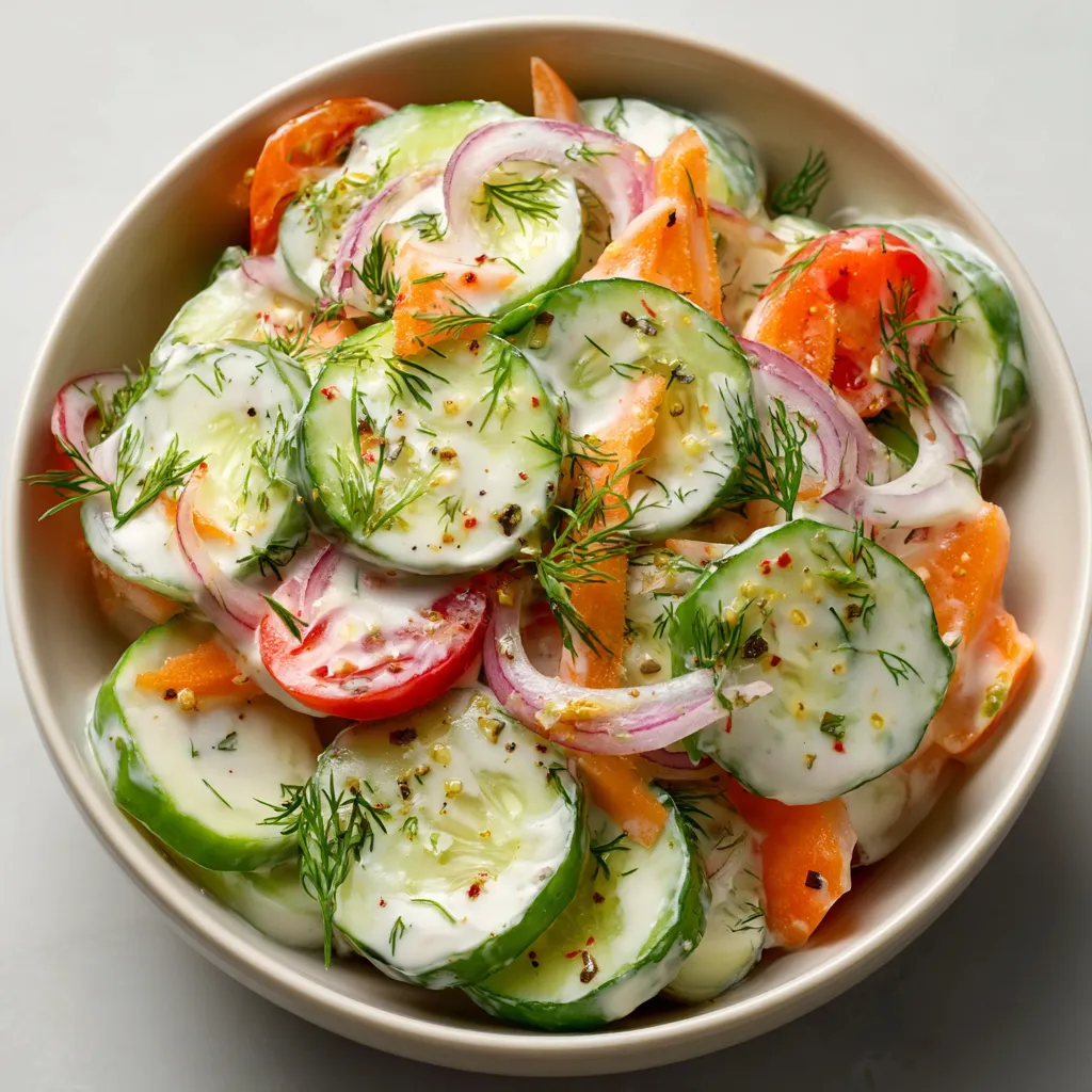  Salade de concombres fraîche et croquante servie dans un grand bol en verre