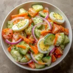 Salade de concombres fraîche et croquante servie dans un grand bol en verre