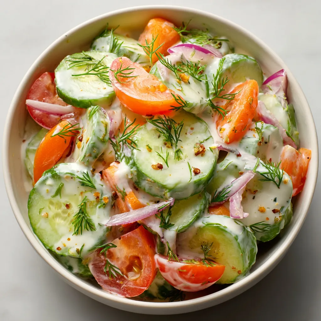  Salade de concombres fraîche et croquante servie dans un grand bol en verre